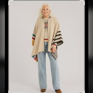 Pendleton Beige Lambswool Blanket Cape S/M NEW with Tags